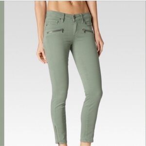 Paige Jane Zip Crop Jeans Olive Green Size 30